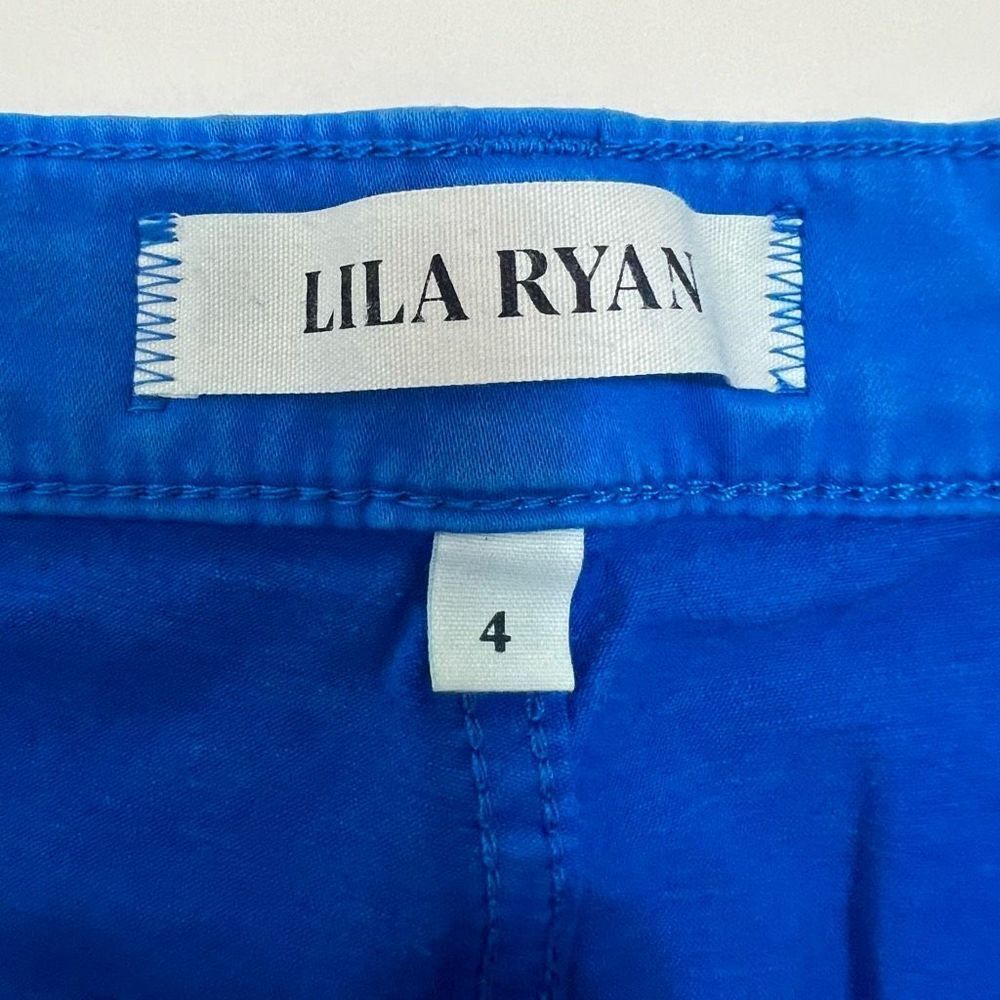 Lila Ryan Blue Mid-Rise Flat Front Straight Leg Stretch Chino Cropped Pants Sz 4 - Picture 7 of 14